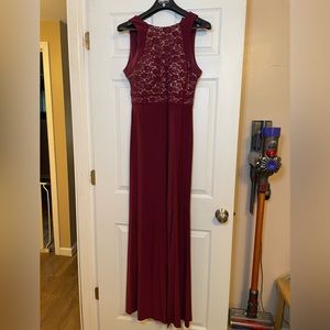 Maroon Floor Length Gown With Lace and Sequins